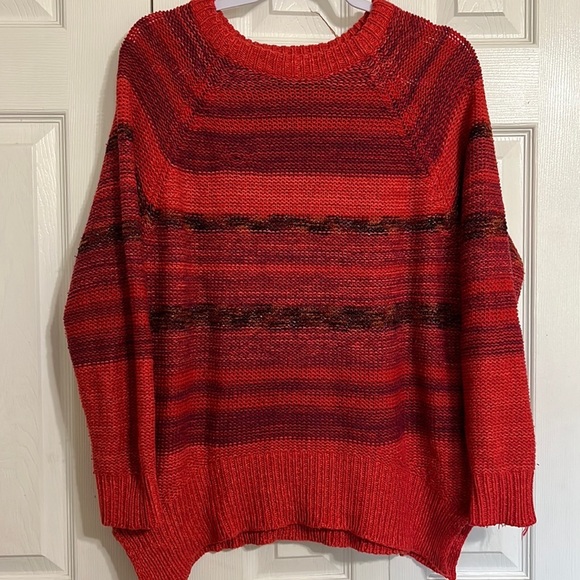 Mossimo Supply Co Womens Red Stripe Long Sleeve Pullover Knit Sweater Size Small - Picture 1 of 7